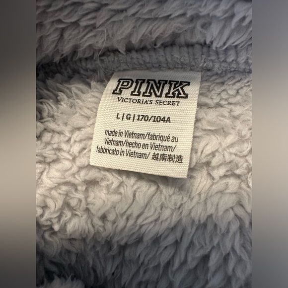 Victoria’s Secret PINK light gray super soft full zip fleece jacket size large - Picture 4 of 5